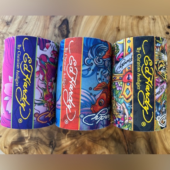 Ed Hardy By Christian Audigier Beverage Cooler Tattoo 3 pc Koozie set - Picture 4 of 9